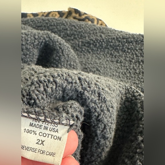 MARGARET WINTERS Cowl Neck Sweater Gray Textured Knit Cotton USA Plus Size Grey - Picture 6 of 8